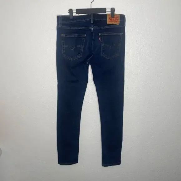 Levis 512 Mens Jeans Size 33 Skinny Leg Dark Wash Denim Blue Casual Wear 33x34